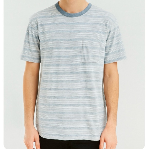 PX Clothing Indigo Striped Eco-Friendly Cotton Tee Shirt NWT Size Medium - Picture 1 of 9
